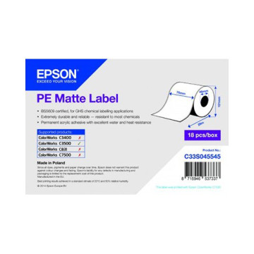 Epson ρολό ετικέτας, συνθετικό, 76mm (C33S045545), C33S045545