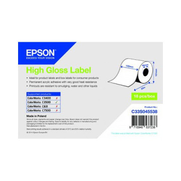 Epson ρολό ετικέτας, κανονικό χαρτί, 102mm (C33S045538), C33S045538